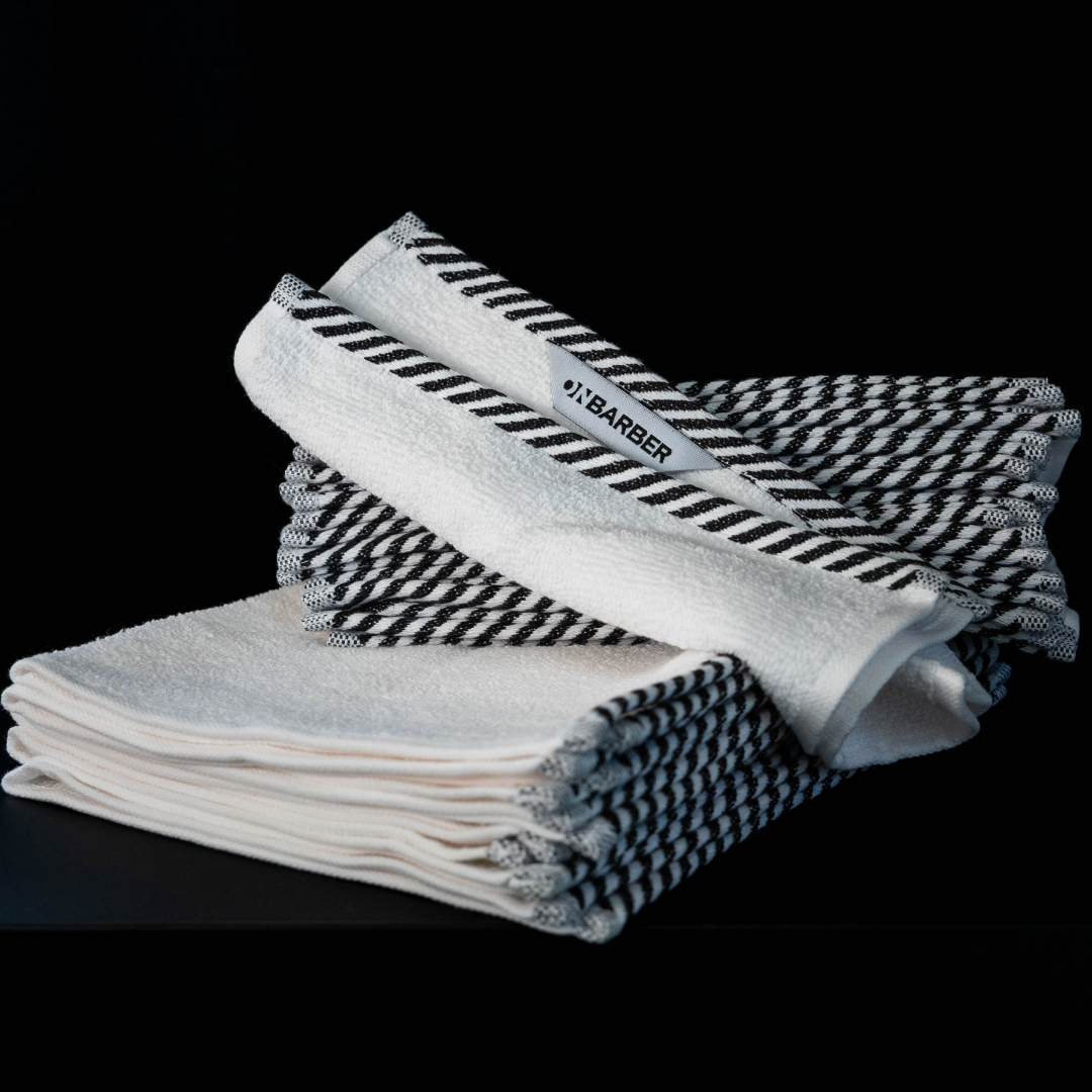 ON BARBER BARBER TOWEL WHITE/BLACK 40x80CM