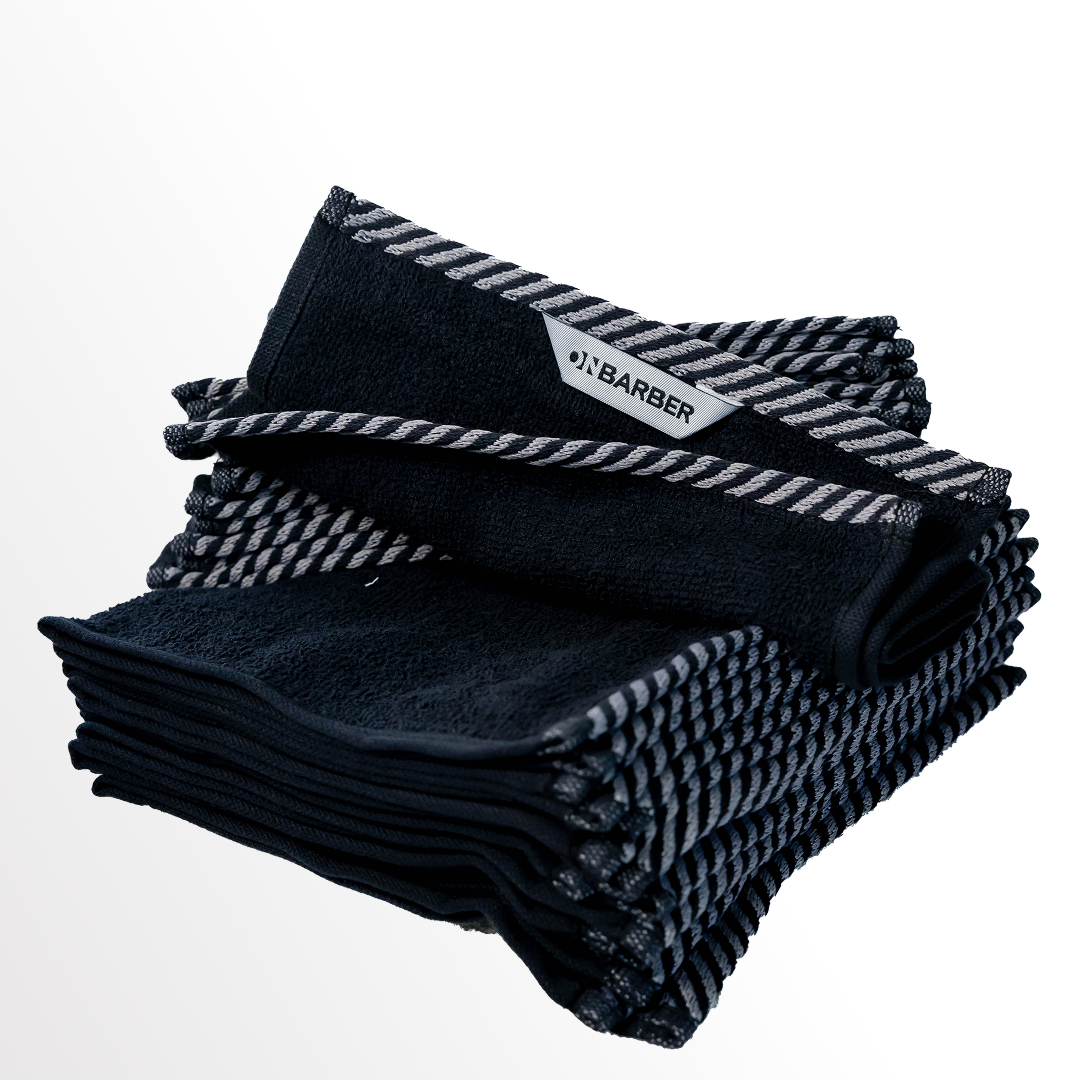ON BARBER BARBER TOWEL BLACK/WHITE 40x80CM