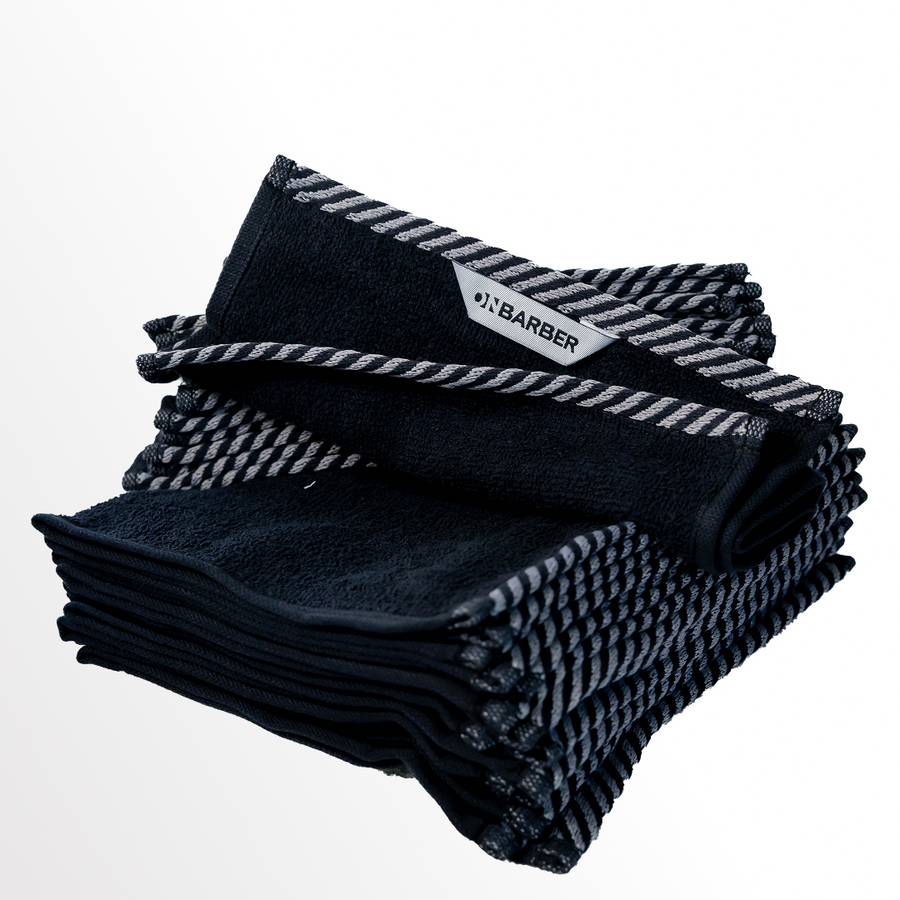 ON BARBER BARBER TOWEL BLACK/WHITE 20x40CM