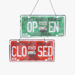 REUZEL OPEN/CLOSED SCHILD AUS METALL