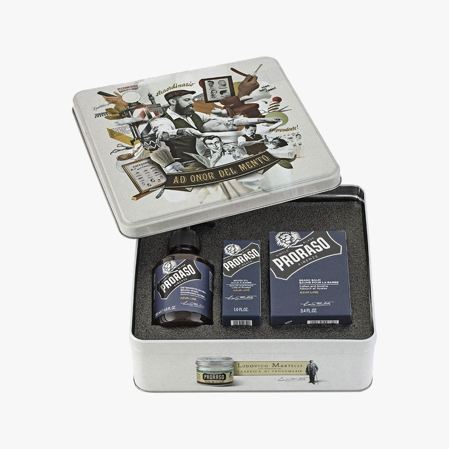 PRORASO BEARD CARE SET AZUR LIME 3-PCS