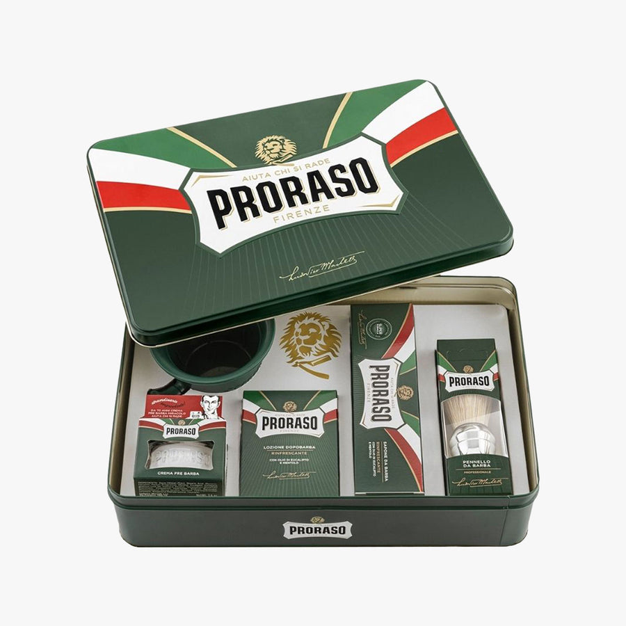 PRORASO CLASSIC SHAVING SET METAL GREEN